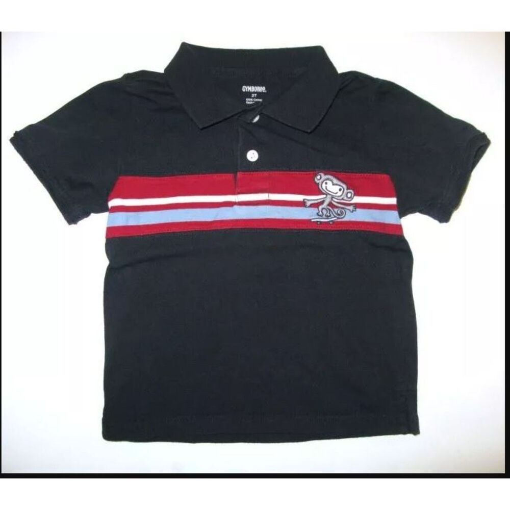 Gymboree boys SKATE LEGEND navy blue short sleeve polo top shirt tee monkey 2T